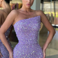 Asymmetrical Mermaid Sequins Long Prom Dress with High Slit, DP2210