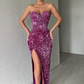 Elegant Long Mermaid Sweetheart Sequins Formal Prom Dress with Slit, DP2211