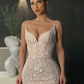 Stunning Long Mermaid Spaghetti Straps Sequins Prom Dress, DP2216