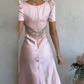 Light Pink Elegant Lace Satin Short Sleeves Party Dress, DP2224