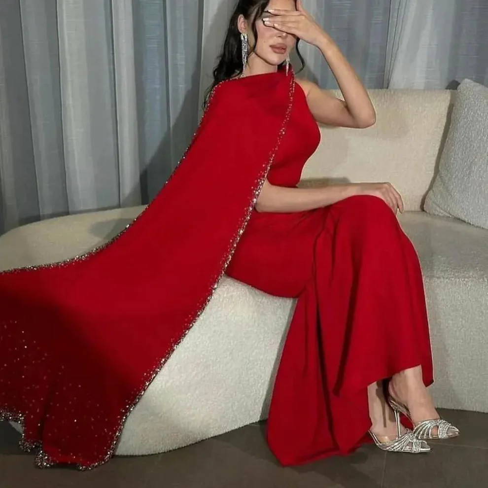 Red Sparkly Beaded Mermaid Gorgeous Evening Party Dress, DP2231