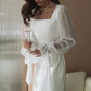 Simple White Elegant Long Sleeves Evening Party Dress, DP2232