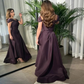 Dark Purple Satin A-Line Formal Evening Dress, DP2236