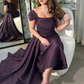 Dark Purple Satin A-Line Formal Evening Dress, DP2236