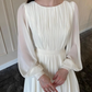 Elegant White A-Line Long Sleeves Modest Long Dress, DP2237