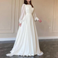 Elegant White A-Line Long Sleeves Modest Long Dress, DP2237