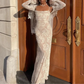 White Floral Lace Mesh Spaghetti Straps Long Party Dress, DP2238