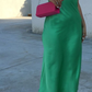 Spaghetti Straps Green Satin Backless Simple Party Dress, DP2247