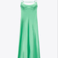 Spaghetti Straps Green Satin Backless Simple Party Dress, DP2247