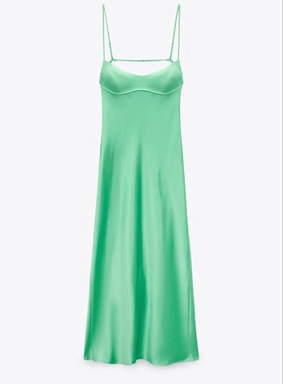 Spaghetti Straps Green Satin Backless Simple Party Dress, DP2247