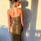 Velvet Halter Backless Sheath Long Party Dress with Slit, DP2261