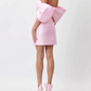 Pink Off Shoulder Satin Party Dress Cute Homecoming Dress, DP2266