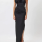 Black Halter Backless Classy Long Party Dress with Slit, DP2267