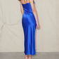 Royal Blue Spaghetti Straps Satin Simple Party Dress, DP2337