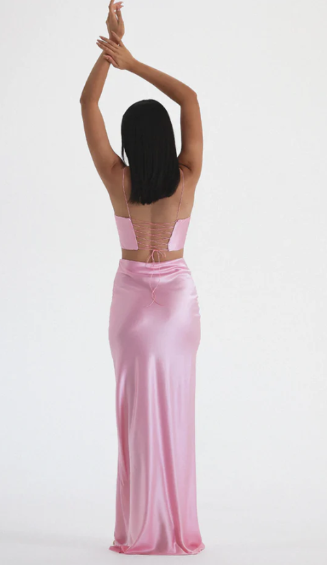 Light Pink Straps Sweetheart Satin Elegant Party Dress, DP2338