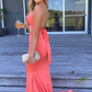 Dark Peach Halter Backless Sexy Mermaid Long Prom Dress, DP2341