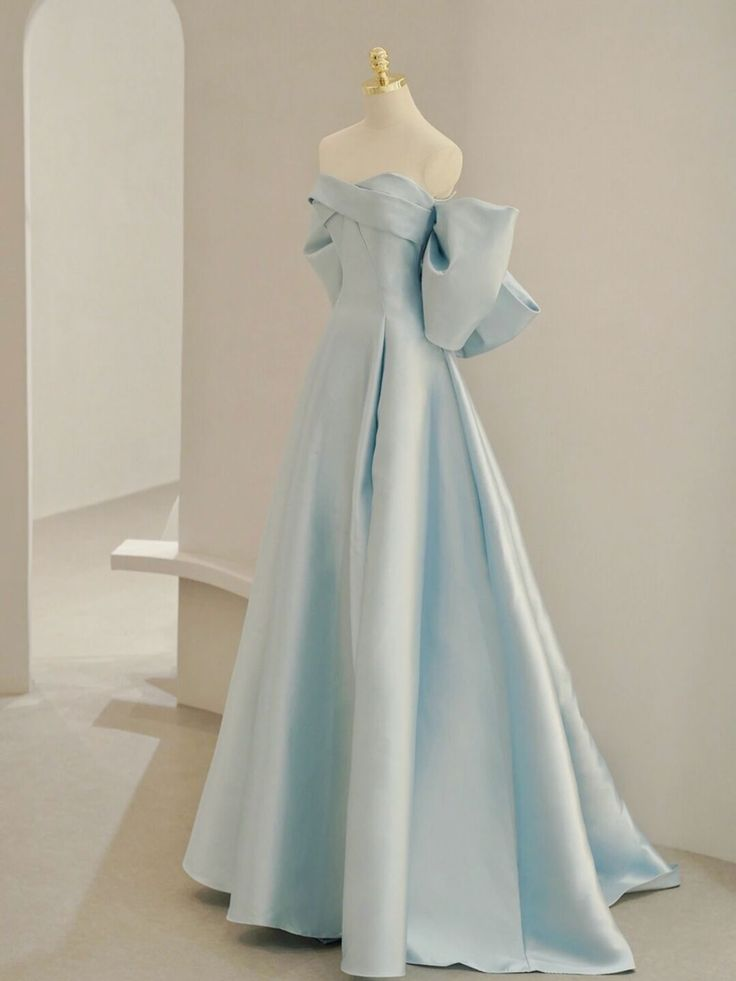 Blue A-Line Satin Long Prom Dresses Formal Evening Dresses,DP0277