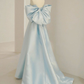 Blue A-Line Satin Long Prom Dresses Formal Evening Dresses,DP0277