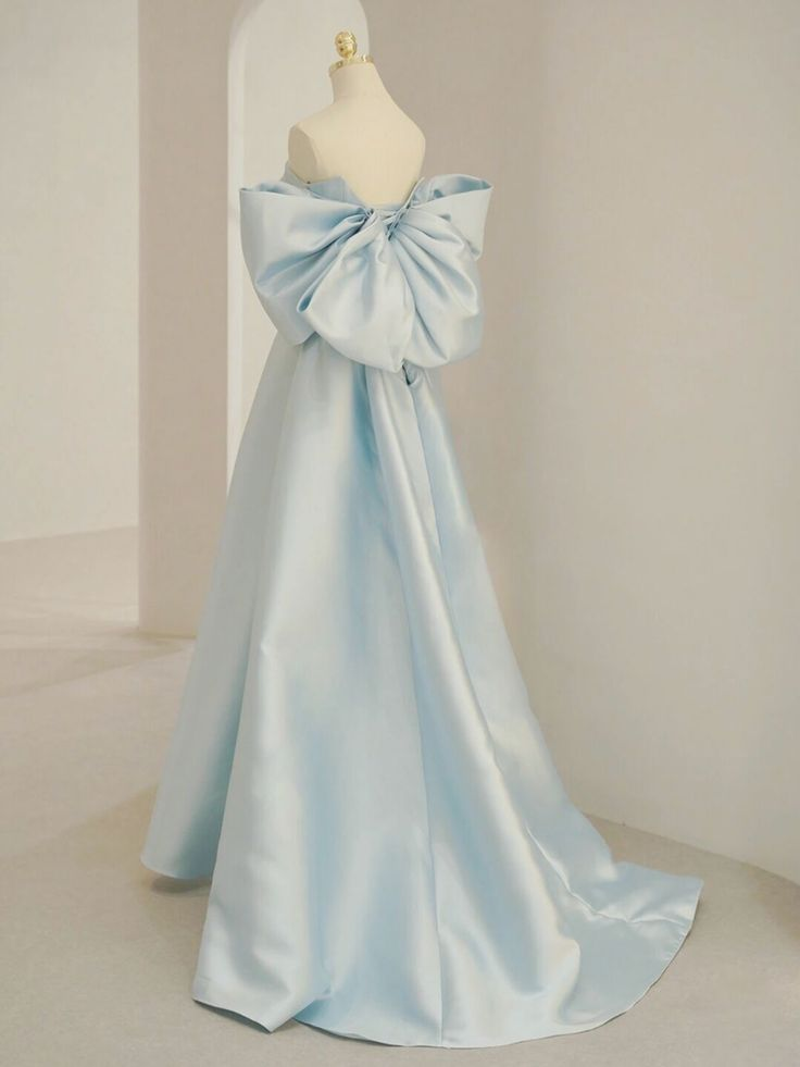 Blue A-Line Satin Long Prom Dresses Formal Evening Dresses,DP0277