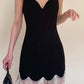 Vintage Schwarzes Sweetheart Quaste Spaghettiträger Kurzes Partykleid Etuikleid Cocktailkleid Homecoming Kleid DP6521