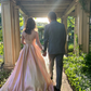 Shimmery Pink Satin Spaghetti Straps V-Neck A-Line Long Prom Dress DP0283