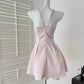 Vintage Pink Beaded Homecoming Dress A-Line Satin Party Dress Short Cocktail Dress, DP6553
