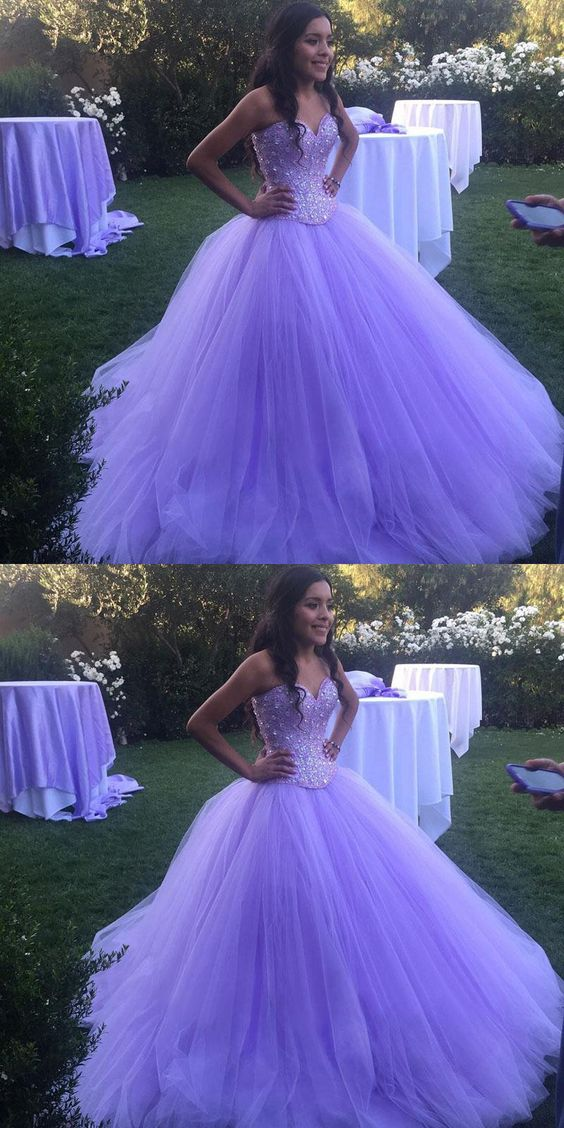 Sparkly Sweetheart Lavender Tulle Ball Gown Quinceanera Dresses Prom Dresses,DP312