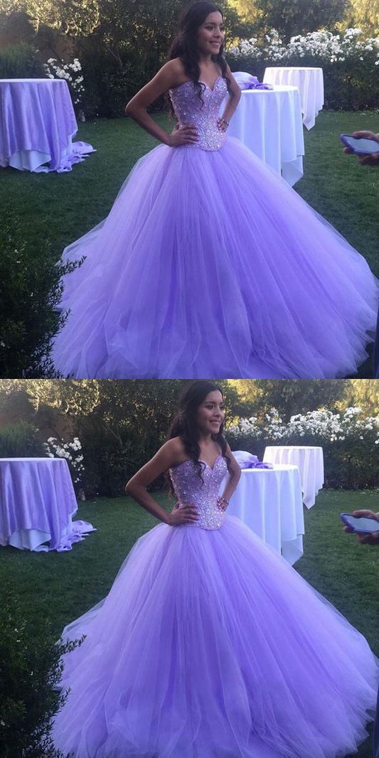 Sparkly Sweetheart Lavender Tulle Ball Gown Quinceanera Dresses Prom Dresses,DP312