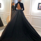 Elegant Black A-Line Long Sleeve Formal Evening Dress Long Prom Dress,DP317