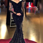 Black Off Shoulder Bright Sequins Mermaid Evening Gown Prom Dress,DP336