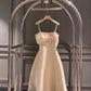 Pastel Orange Spaghetti Straps A-Line Cute Long Party Gown, DP4028