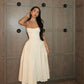 Elegant Ivory Spaghetti Straps A-Line Long Party Dress Evening Gown, DP4032