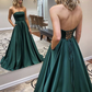 Simple Strapless Long Green Prom Dresses A-Line Evening Dresses,DP348