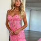 Hot Pink Cute Mermaid Sweetheart Tulle Prom Dresses with Lace,DP378