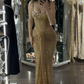 Gorgeous Gold Straps Mermaid Long Evening Party Dress DP3902