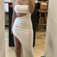 White Strapless Sheath Evening Dress Women Fashion Dress DP3912