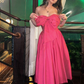 Lovely Pink Strapless A-Line Satin Party Dress Birthday Outfits DP3917