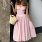 Pink Spaghetti Straps A-Line Long Party Dress Wedding Guest Dress DP3921