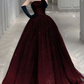 Wine Red Strapless A-Line Long Evening Ball Gown Sweet 16 Birthday Gown DP3925