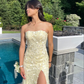 Beautiful Lace Sleeveless Slit Long Prom Dress Party Dress,DP393