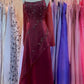 Burgundy A-Line Straps Long Prom Dress Vintage Beaded Evening Dress DP3973