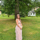 Light Pink V Neck Tulle A-Line Ruffle Long Formal Party Dress DP3979