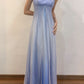 Light Blue Spaghetti Straps A-Line Satin Vintage Long Party Dress, DP3986