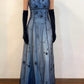 Elegant Blue Spaghetti Straps A-Line Vintage Long Party Dress, DP3990