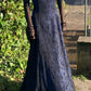 Dark Blue Spaghetti Straps A-Line Vintage Long Party Dress, DP3991