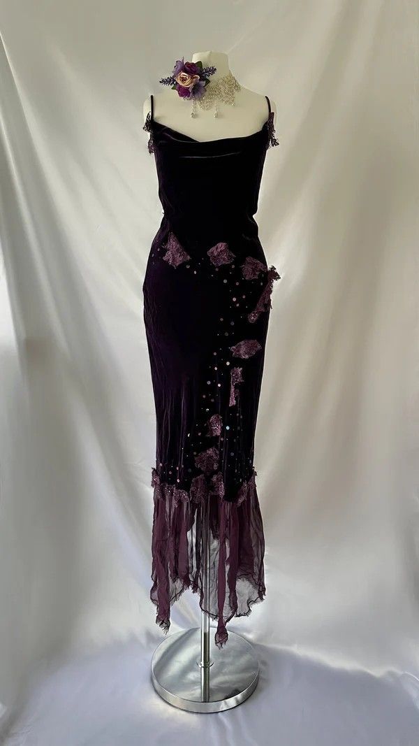 Vintage Dark Purple Straps Velvet Modest Long Formal Prom Dress, DP3997