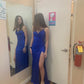 Shiny Royal Blue Straps Sequins Sheath Long Evening Party Dress, DP4001