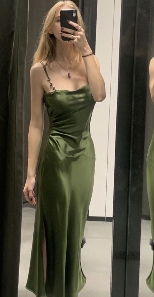 Green Spaghetti Straps Sheath Simple Long Party Dress, DP4005