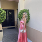 Pink Sweetheart Satin Backless Prom Dress Long Party Dress,DP400