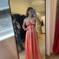 Pink Sweetheart Satin Backless Prom Dress Long Party Dress,DP400